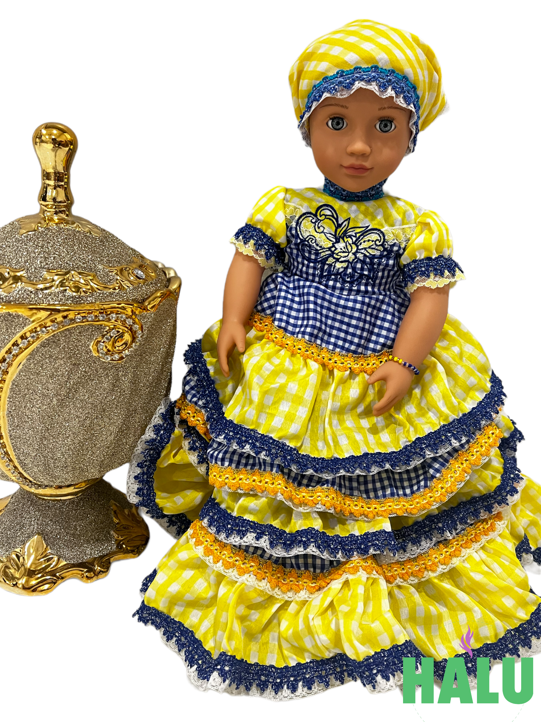 18" Muñeca Religiosa Oshun Yemaya Dos Aguas/ Oshun Yemaya Two Waters Muñeca Religiosa