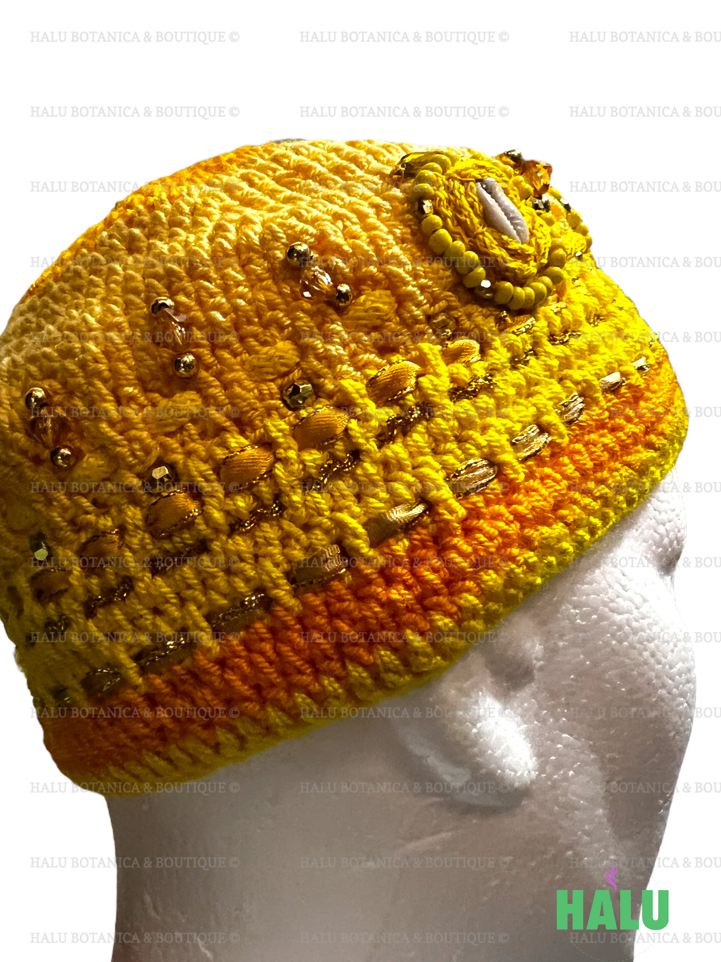 Gorro de punto Oshun / Gorro Oshun Tejido / Santeria Osha