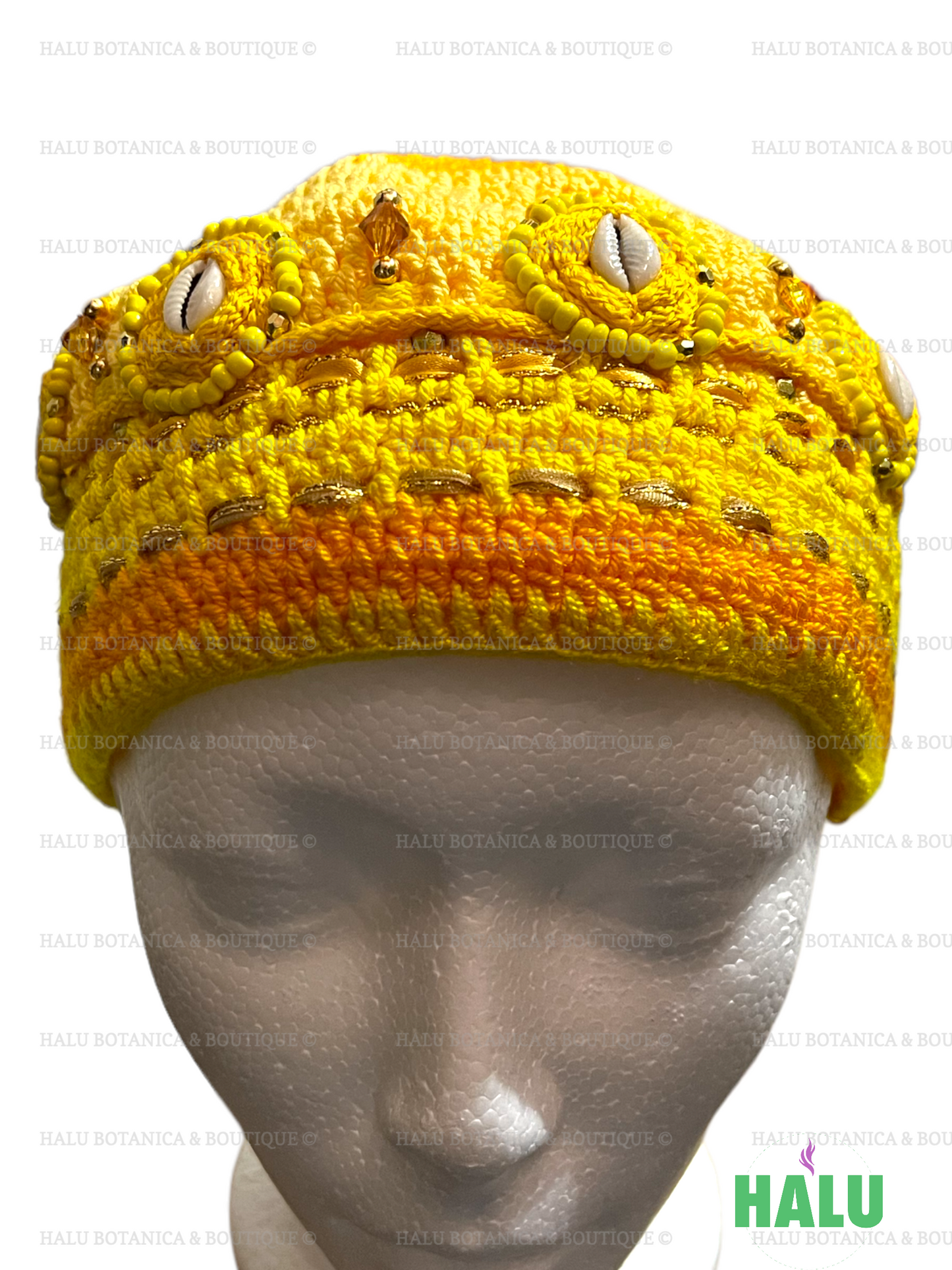 Gorro de punto Oshun / Gorro Oshun Tejido / Santeria Osha