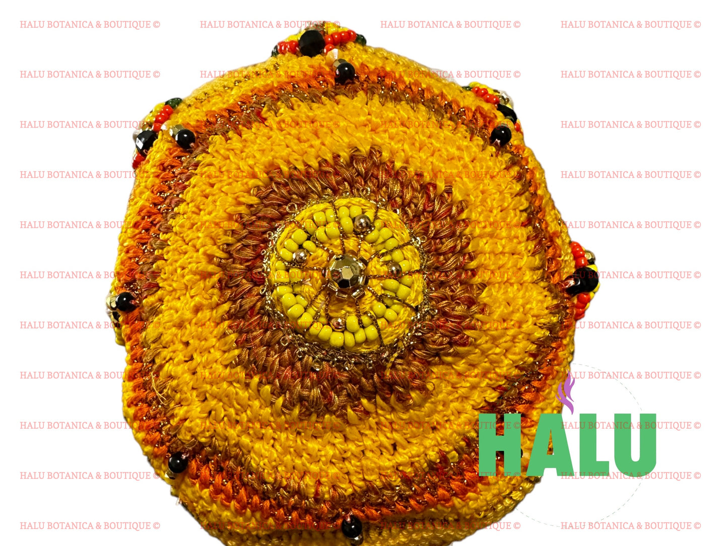 Knitted Oshun Ibukole Hat/ Gorro Oshun Ibukole Tejido / Santeria Osha