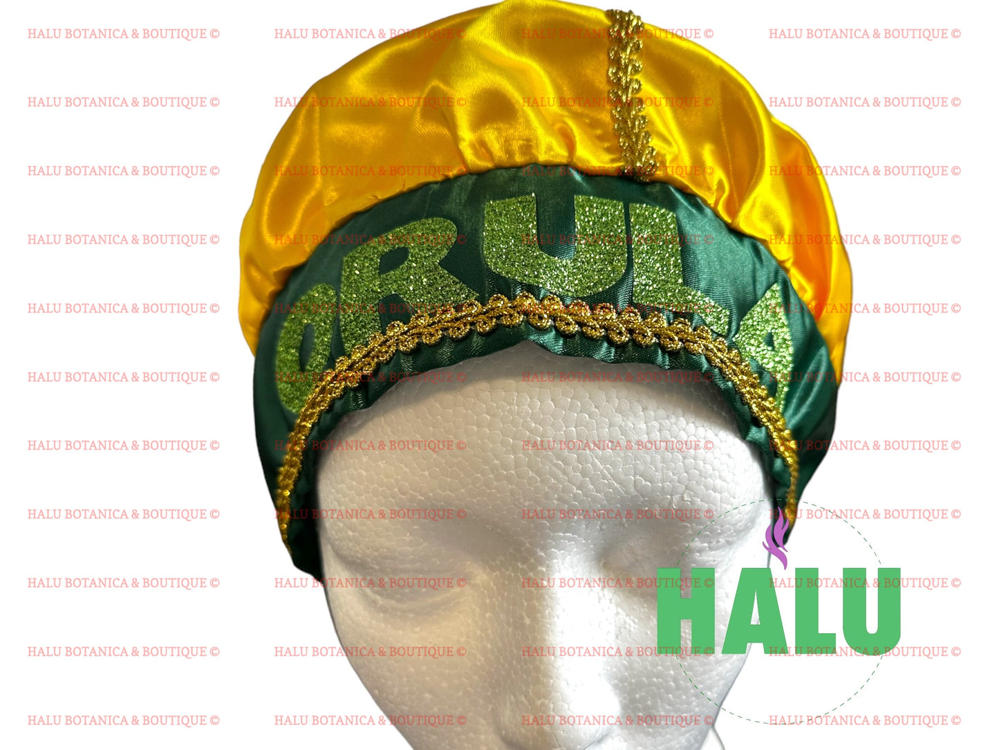 Orula Hat with Green strip/ Gorro Orula/ Santeria IFA