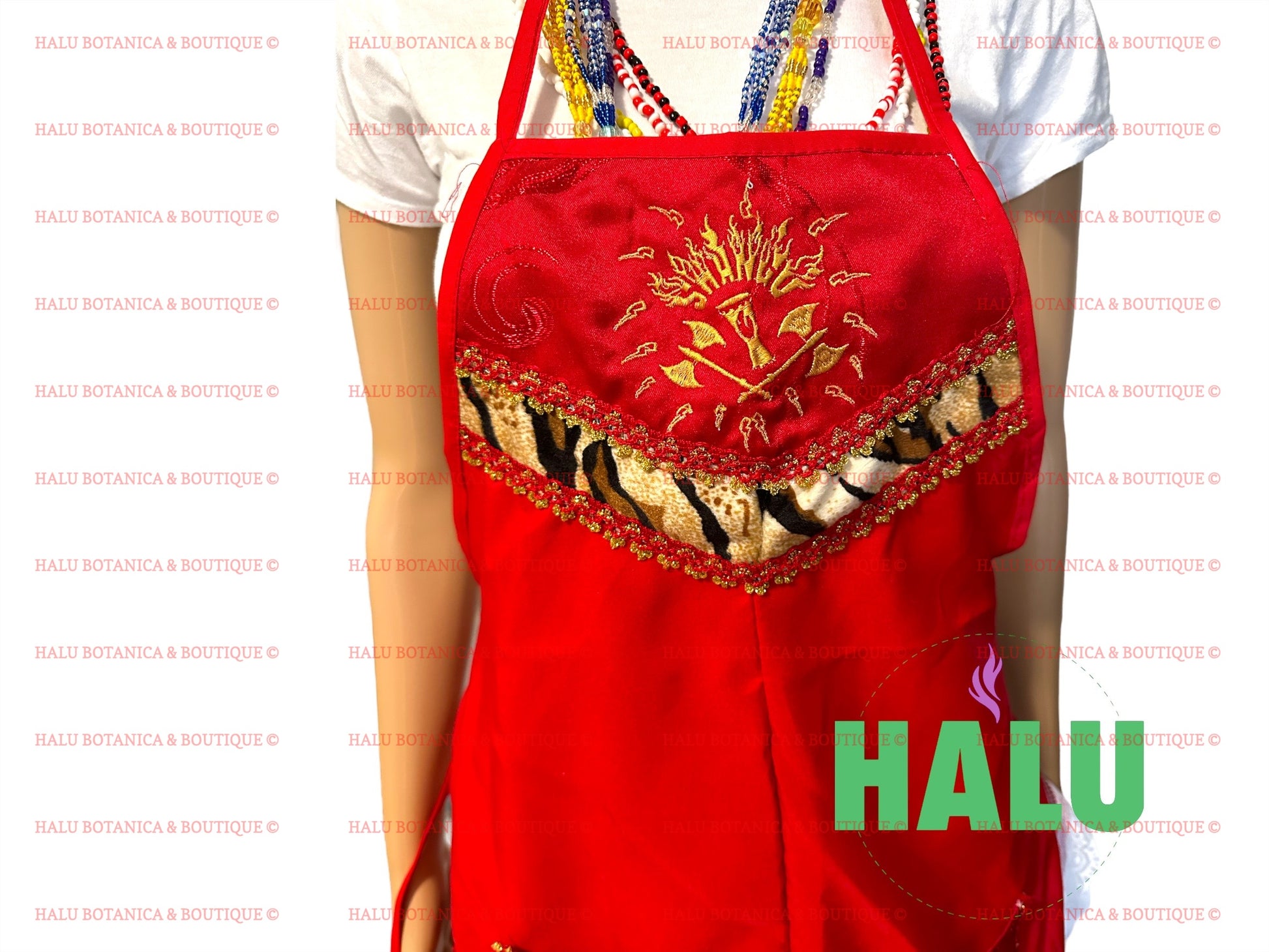 Set Delantal y Quilla Shango Tambor/Set Apron and Bandana for Shango/Santeria