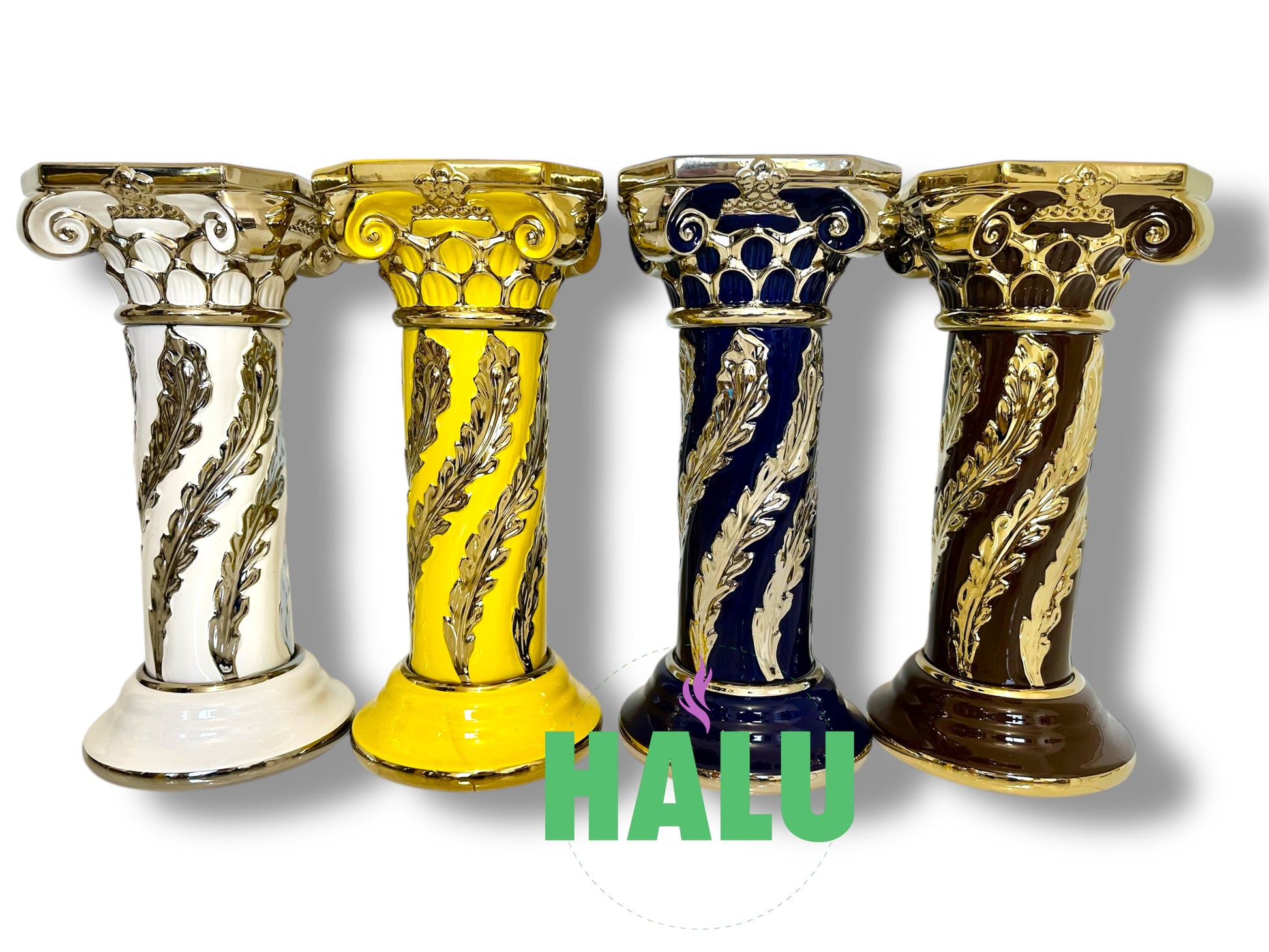 Pedestal Diseño de Petalos/ Base De Porcelana Para Santos / Santeria Pedestal