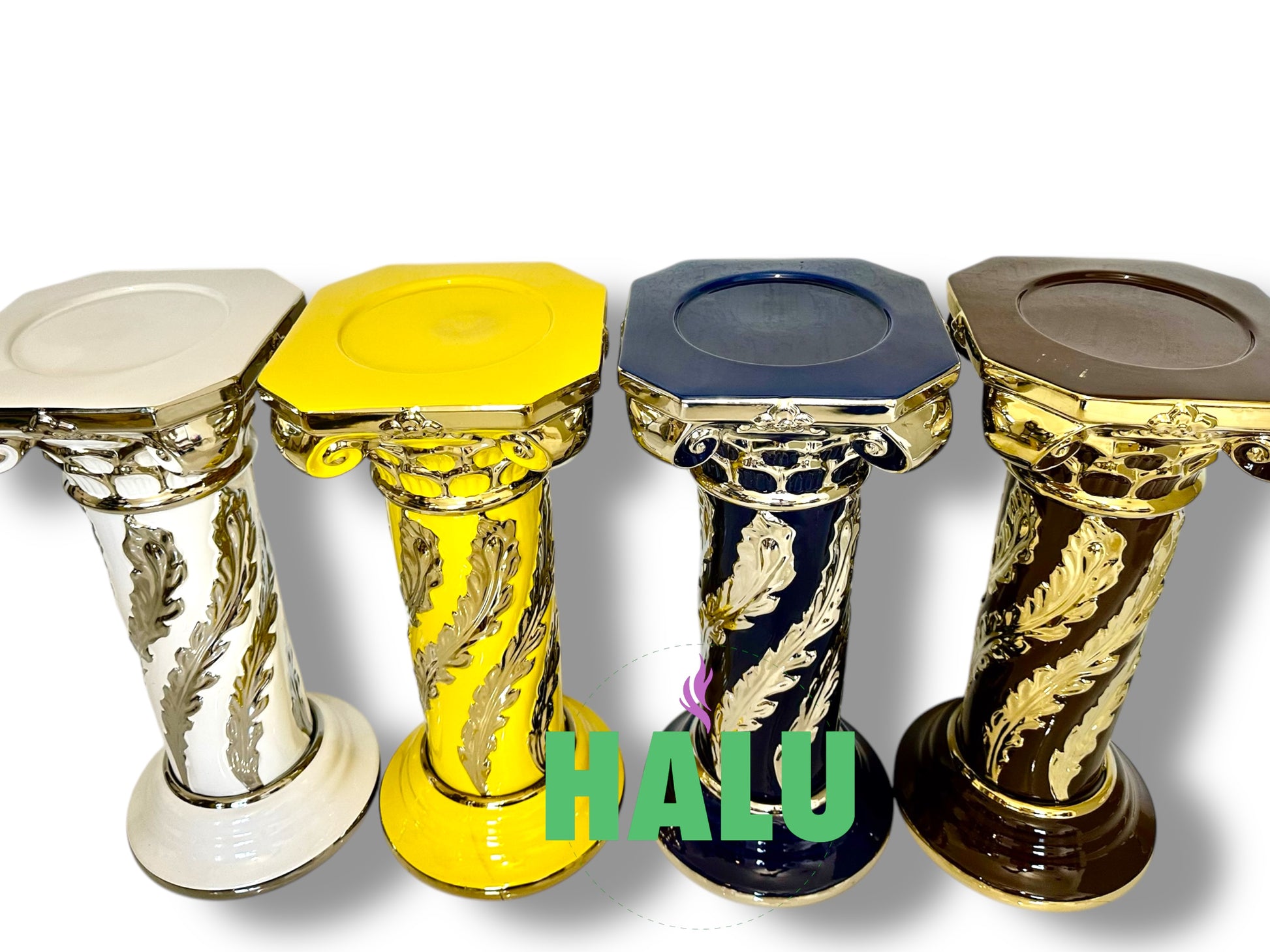 Pedestal Diseño de Petalos/ Base De Porcelana Para Santos / Santeria Pedestal