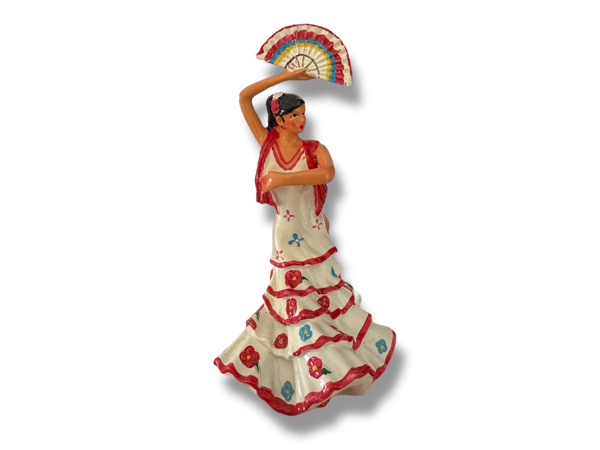 Muñeca Religiosa Gitana de Porcelana/ Gypsy Religious Doll with Fan/ Santeria/ Espiritismo