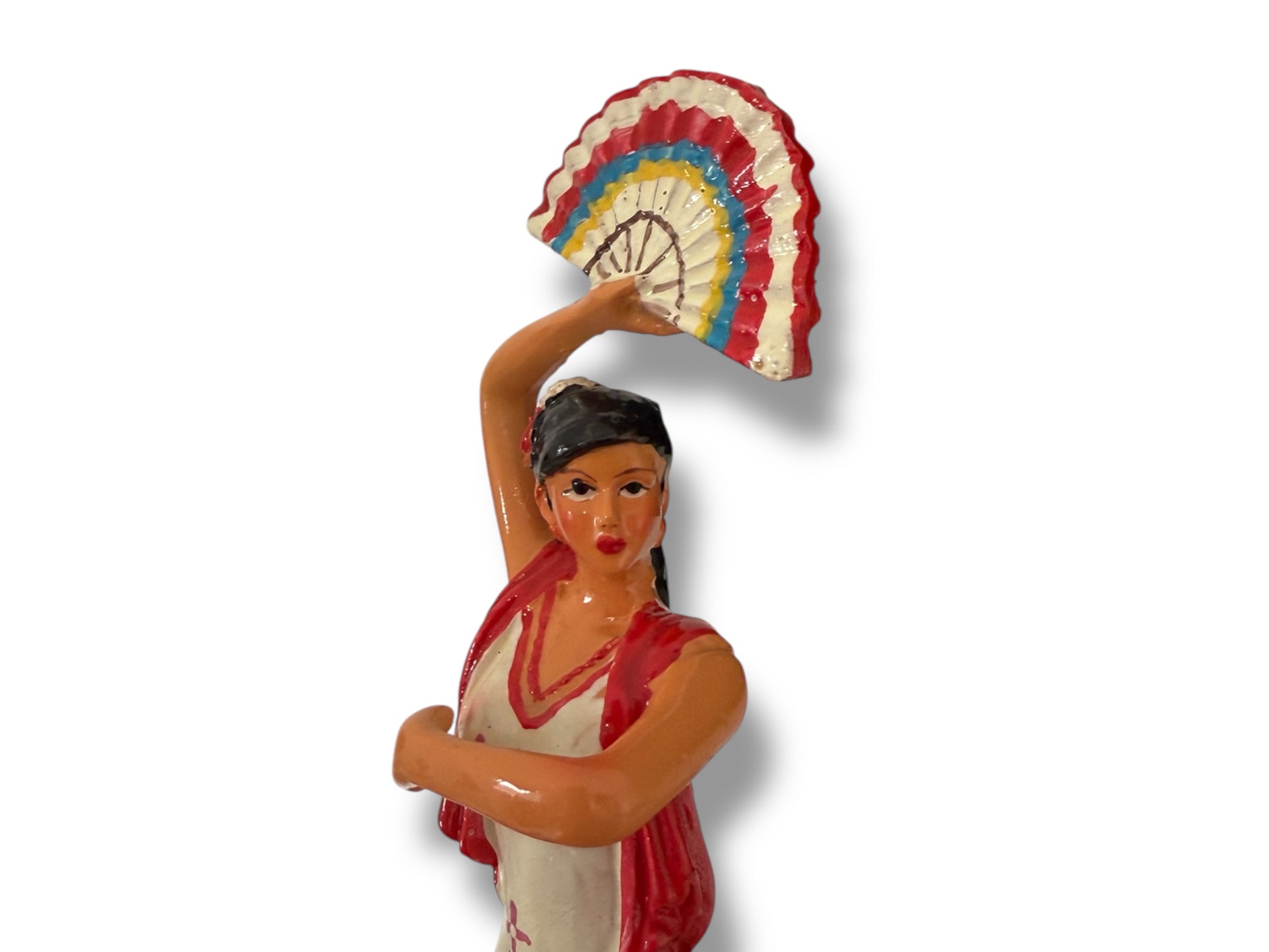 Muñeca Religiosa Gitana de Porcelana/ Gypsy Religious Doll with Fan/ Santeria/ Espiritismo