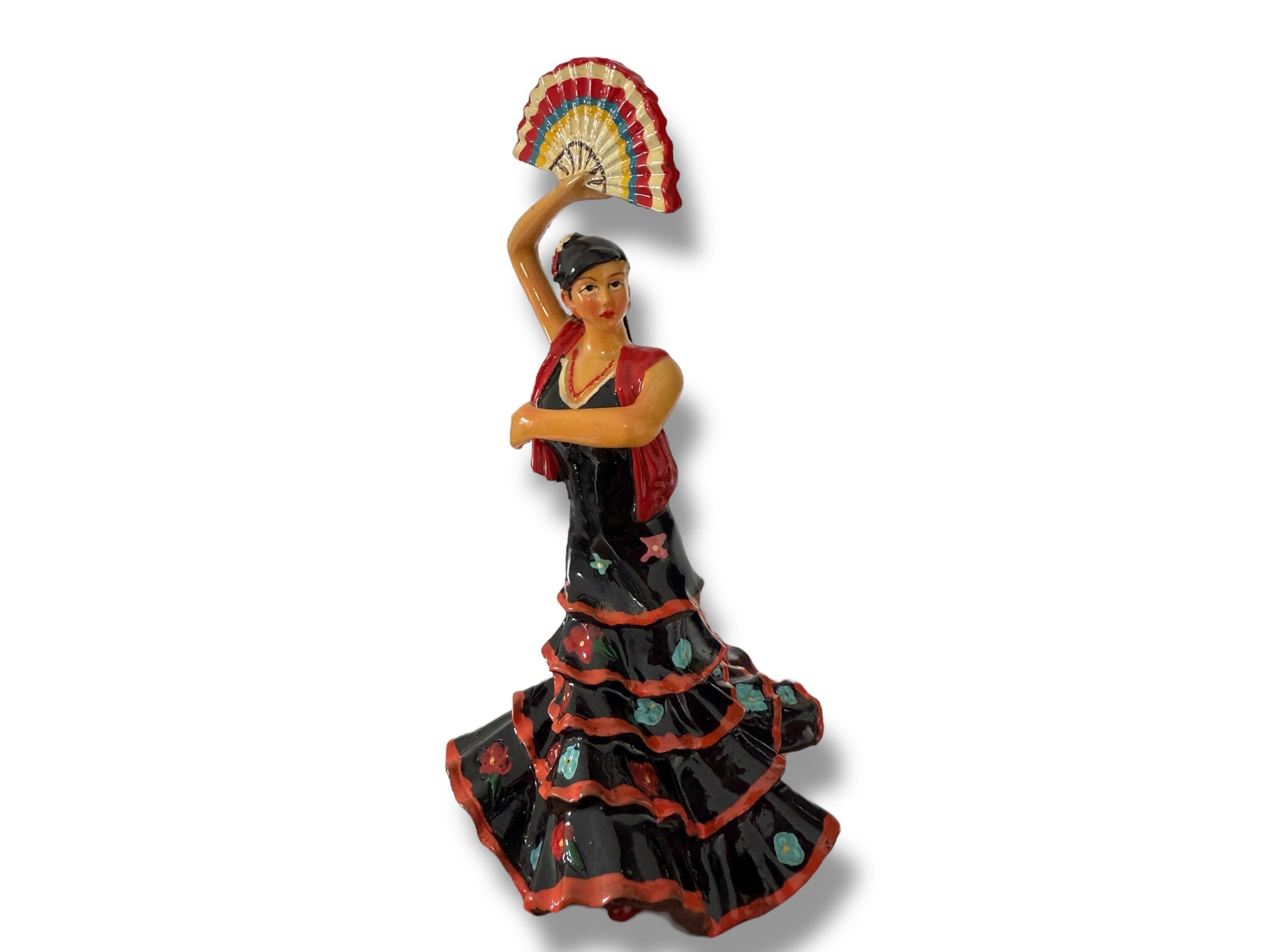 Muñeca Religiosa Gitana de Porcelana/ Gypsy Religious Doll with Fan/ Santeria/ Espiritismo