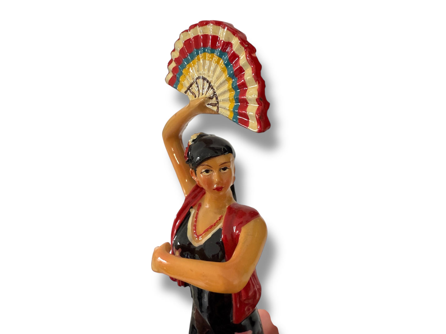 Muñeca Religiosa Gitana de Porcelana/ Gypsy Religious Doll with Fan/ Santeria/ Espiritismo