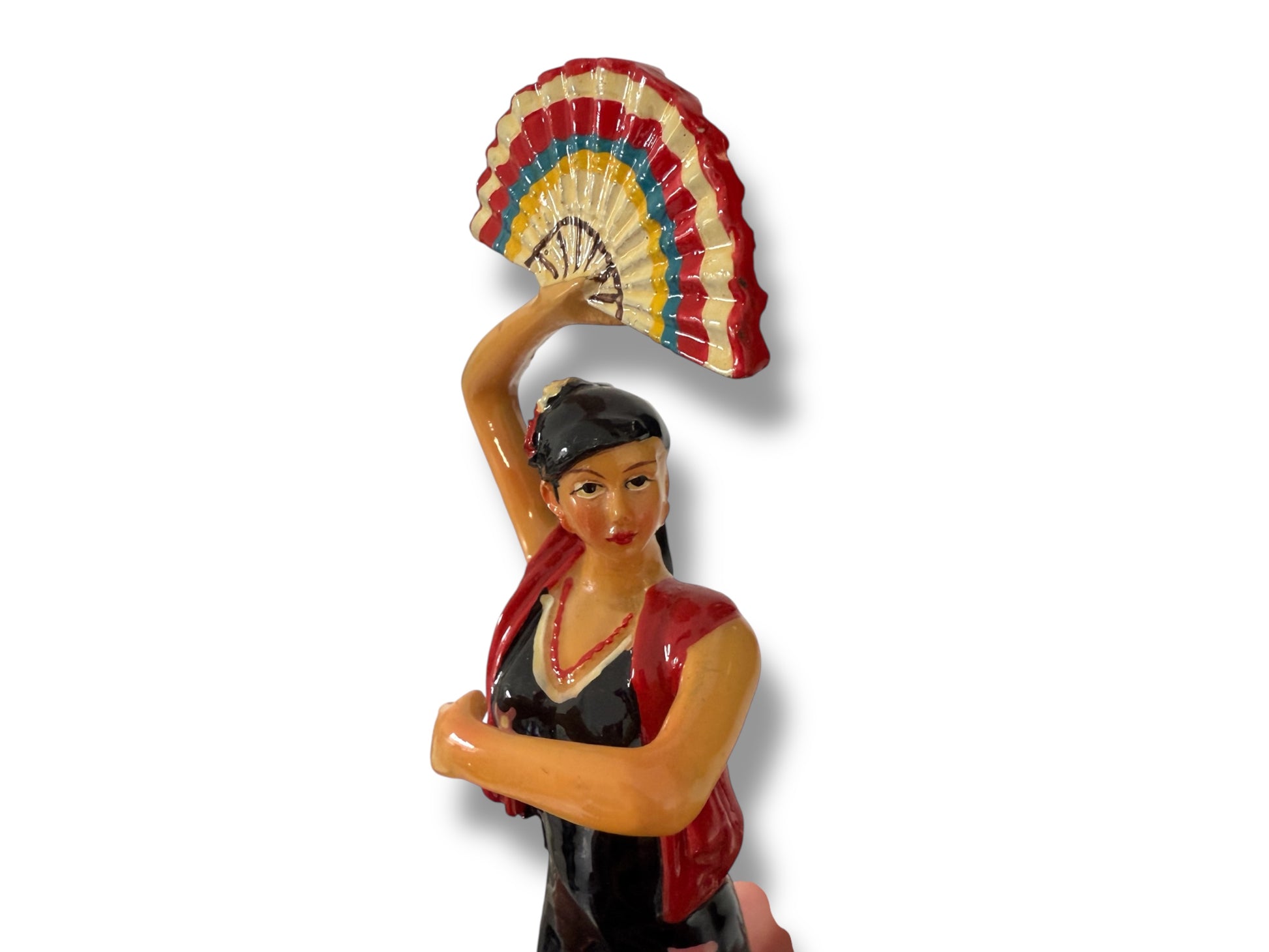 Muñeca Religiosa Gitana de Porcelana/ Gypsy Religious Doll with Fan/ Santeria/ Espiritismo