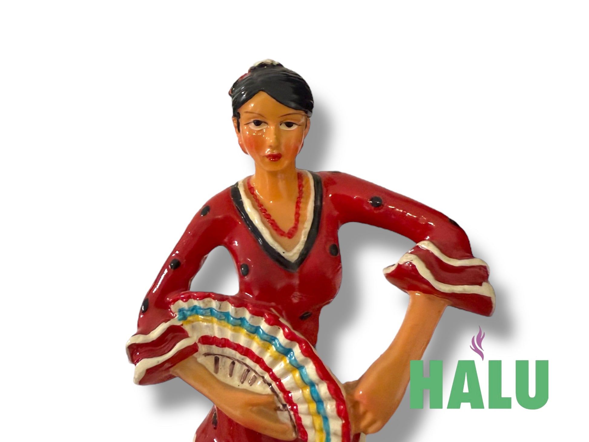 Muñeca Religiosa Gitana Porcelana con Abanico/ Gypsy Religious Doll with Fan/ Santeria/ Espiritismo