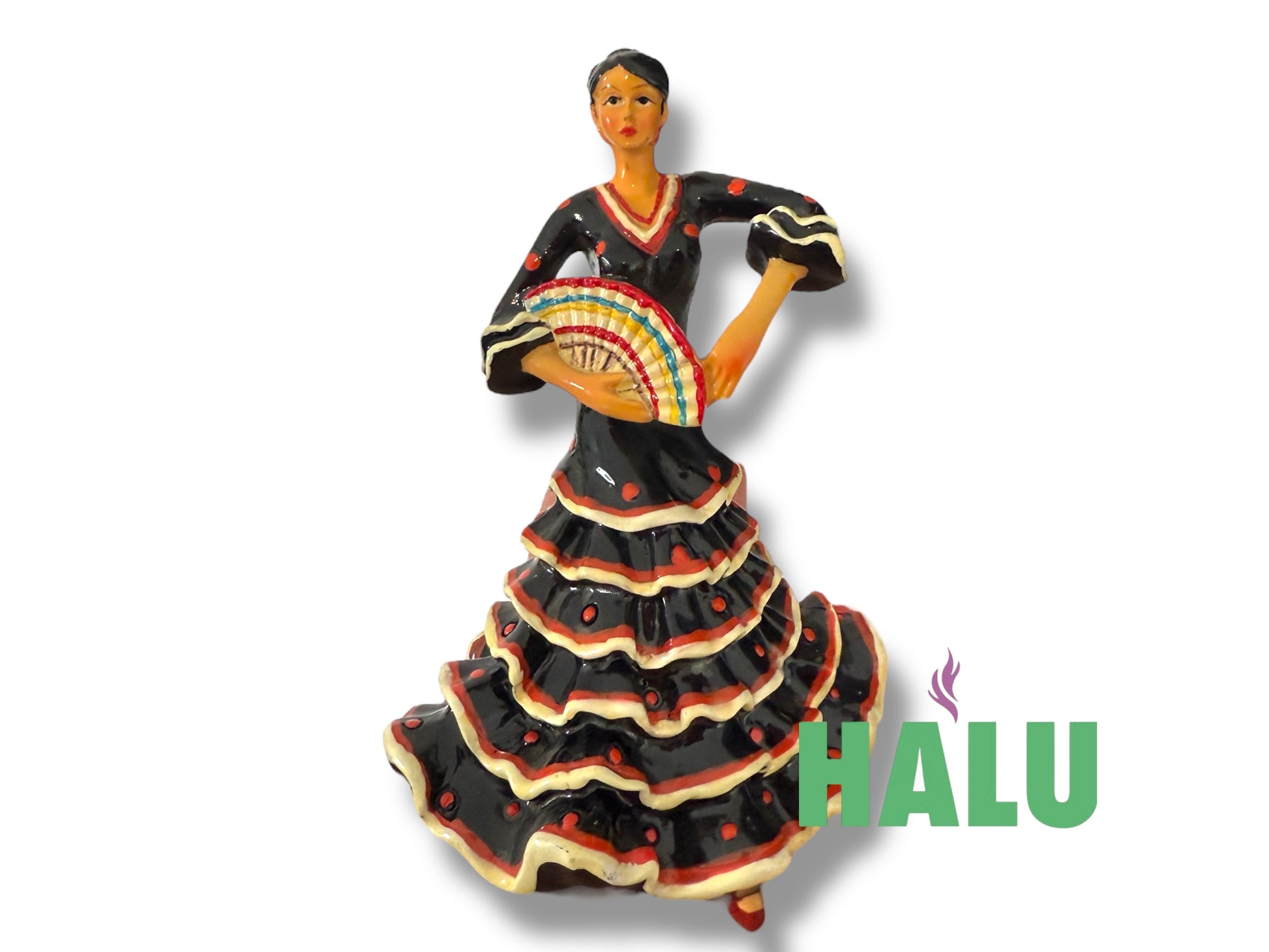 Muñeca Religiosa Gitana Porcelana con Abanico/ Gypsy Religious Doll with Fan/ Santeria/ Espiritismo