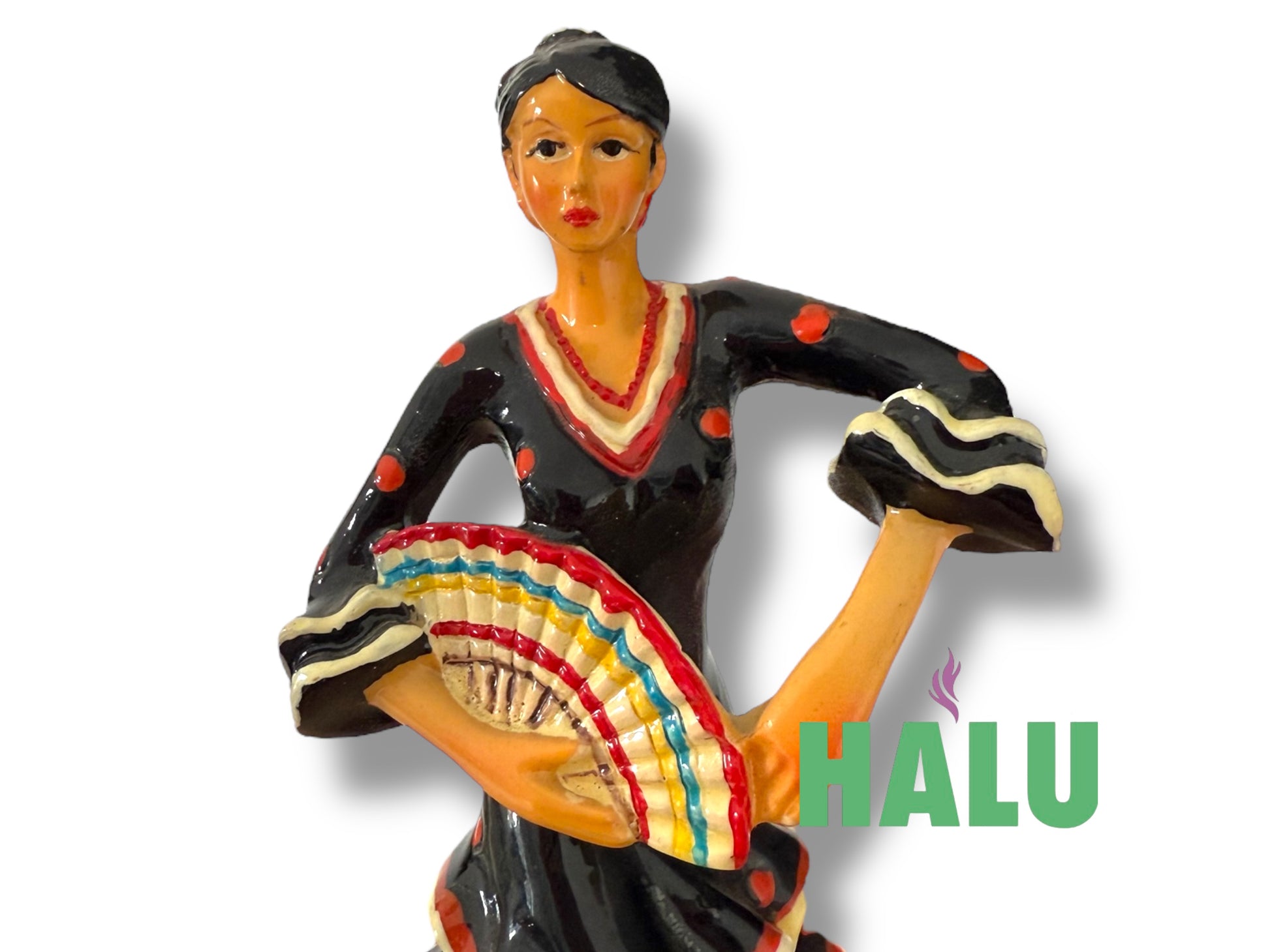 Muñeca Religiosa Gitana Porcelana con Abanico/ Gypsy Religious Doll with Fan/ Santeria/ Espiritismo