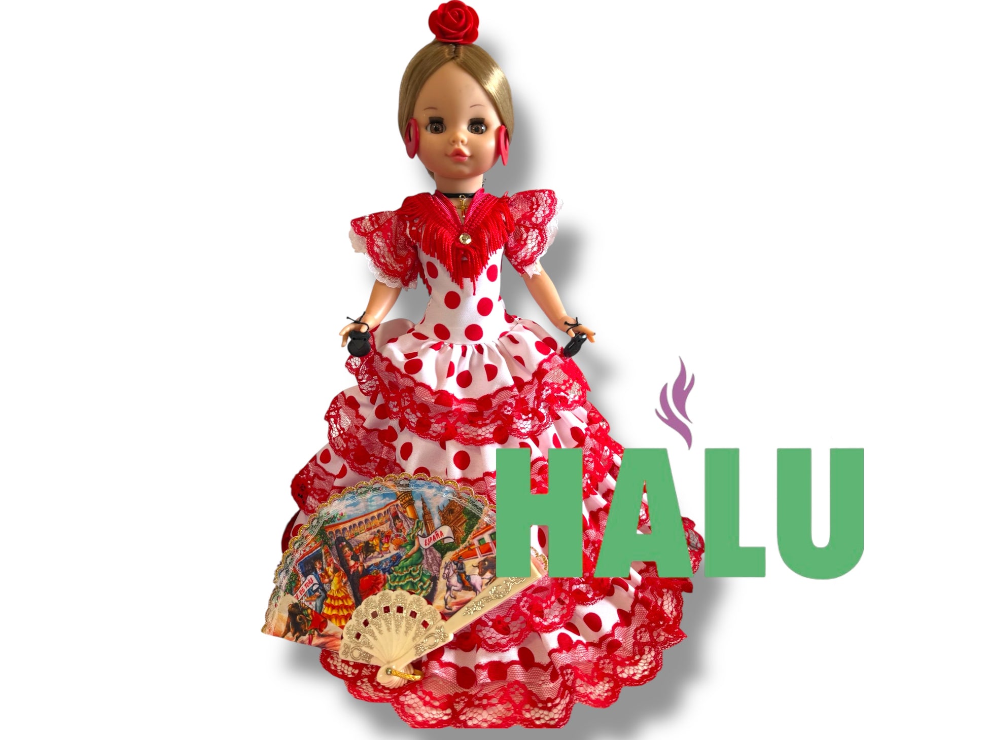 16” Muñeca Religiosa Gitana con Abanico/ Gypsy Religious Doll with Fan/ Santeria/ Espiritismo