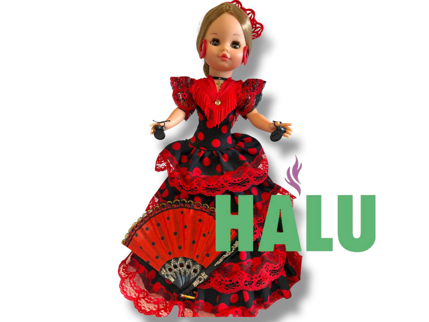 16” Muñeca Religiosa Gitana con Abanico/ Gypsy Religious Doll with Fan/ Santeria/ Espiritismo
