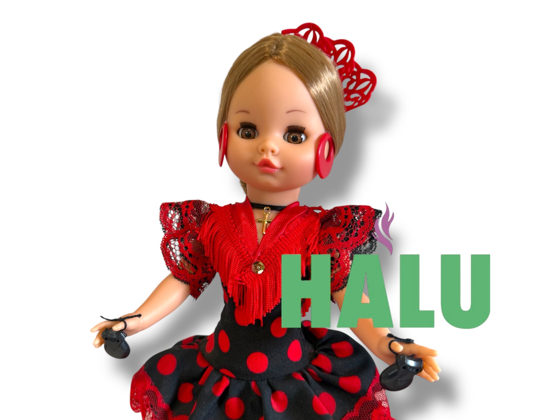 16” Muñeca Religiosa Gitana con Abanico/ Gypsy Religious Doll with Fan/ Santeria/ Espiritismo