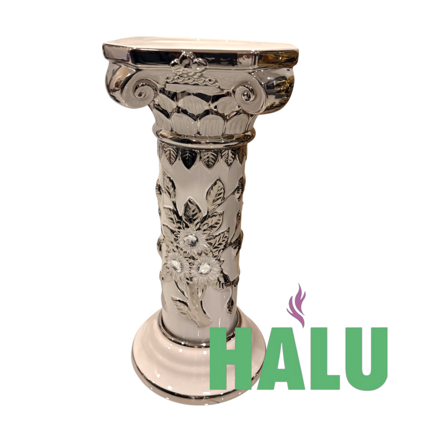 Pedestal Diseño de Flores/ Base De Porcelana Para Obatala