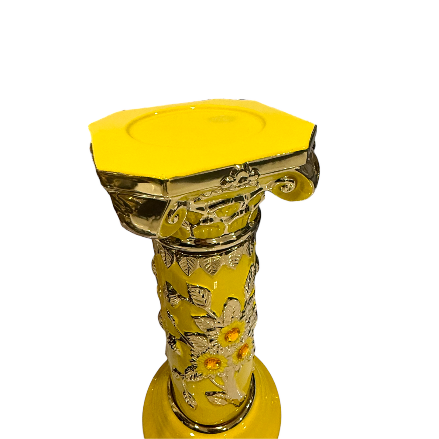 Pedestal Diseño de Flores/ Base De Porcelana Para Ochun Amarillo