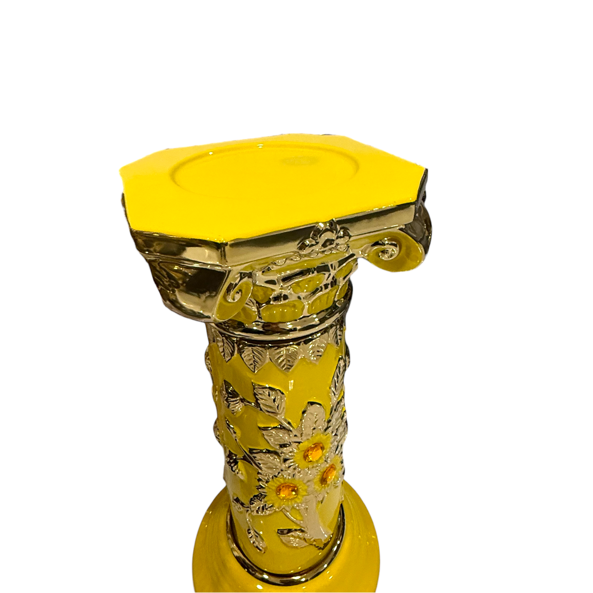 Pedestal Diseño de Flores/ Base De Porcelana Para Ochun Amarillo