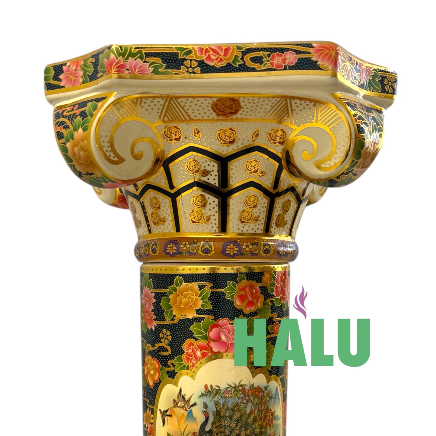 Pedestal Base De Porcelana Para Oya Oshun negro con dorado