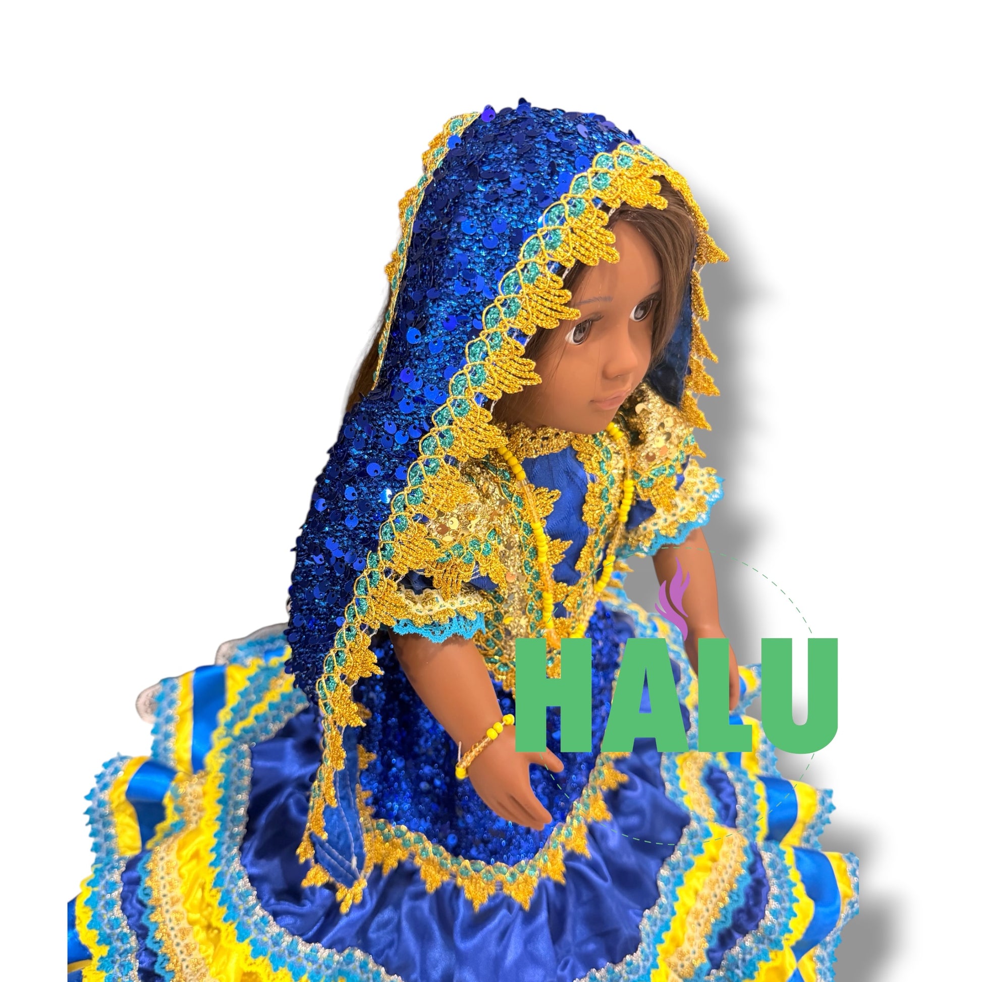 18" Muñeca Religiosa Elegante Dos Aguas/ Oshun Yemaya Doll for Santeria IFA