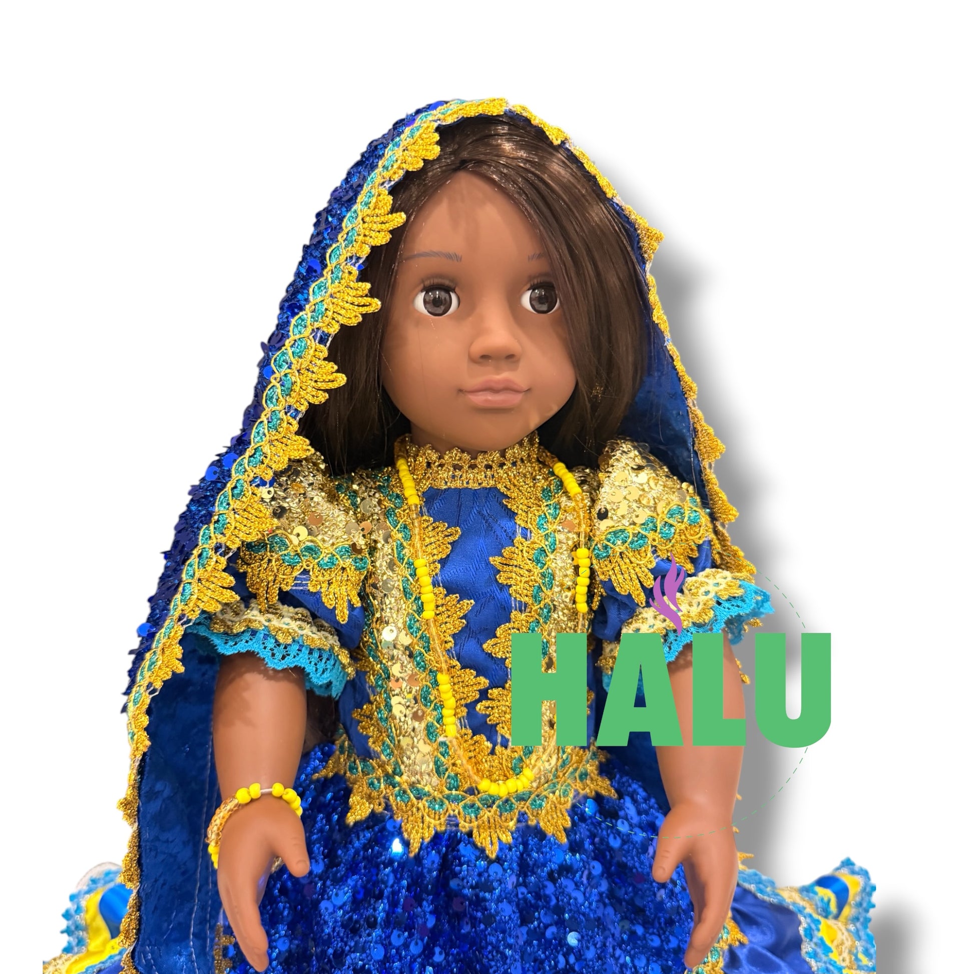 18" Muñeca Religiosa Elegante Dos Aguas/ Oshun Yemaya Doll for Santeria IFA