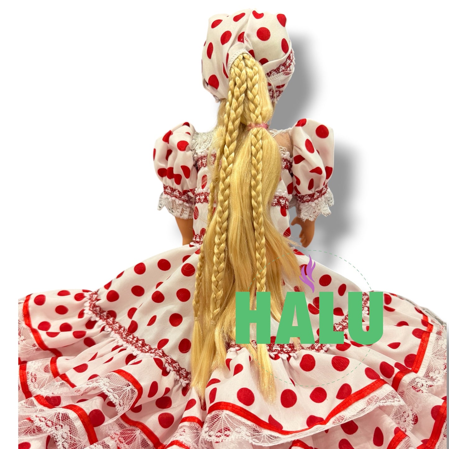 18” Muñeca Religiosa Gitana con Abanico/ Gypsy Religious Doll with Fan/ Santeria