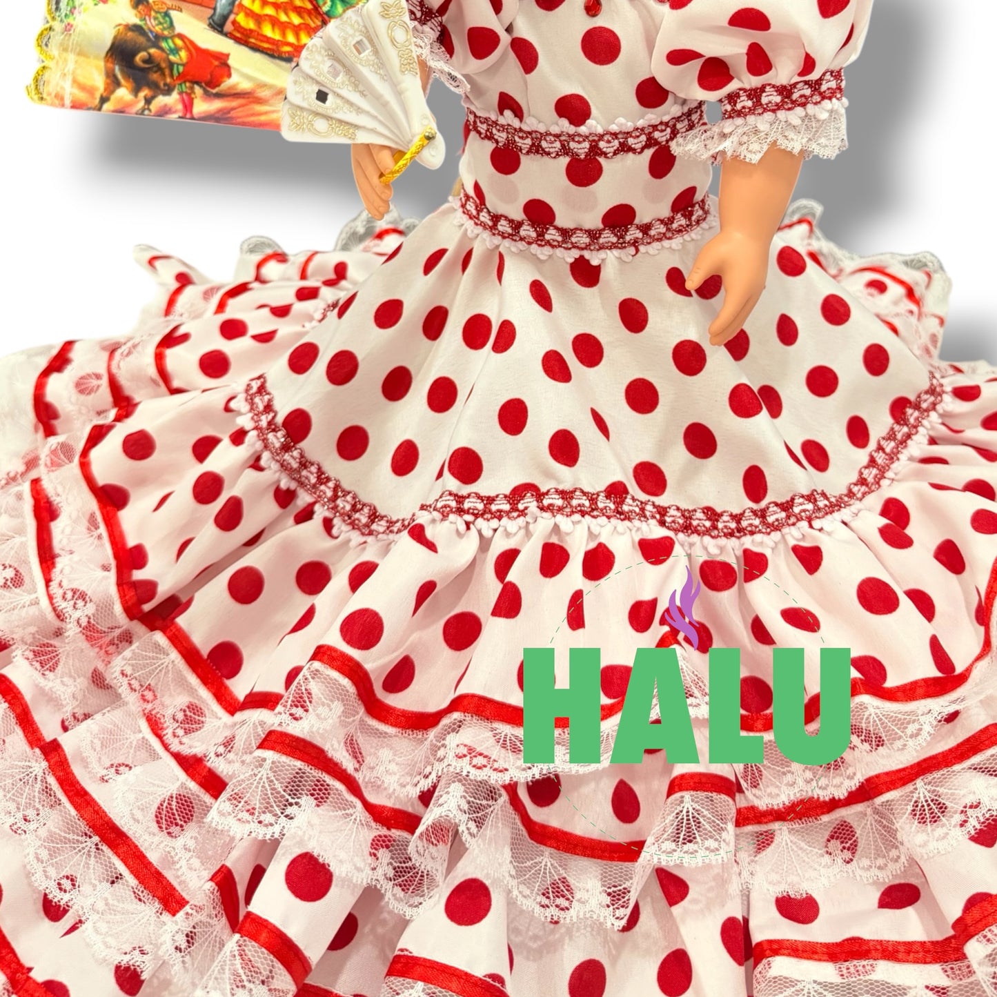 18” Muñeca Religiosa Gitana con Abanico/ Gypsy Religious Doll with Fan/ Santeria