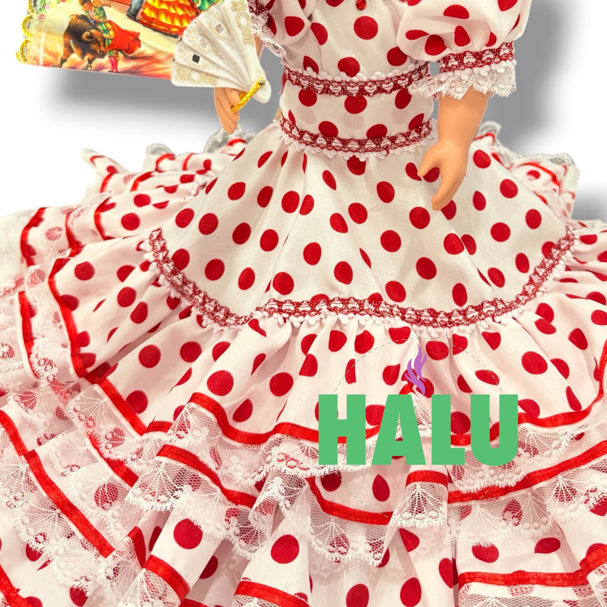 18” Muñeca Religiosa Gitana con Abanico/ Gypsy Religious Doll with Fan/ Santeria
