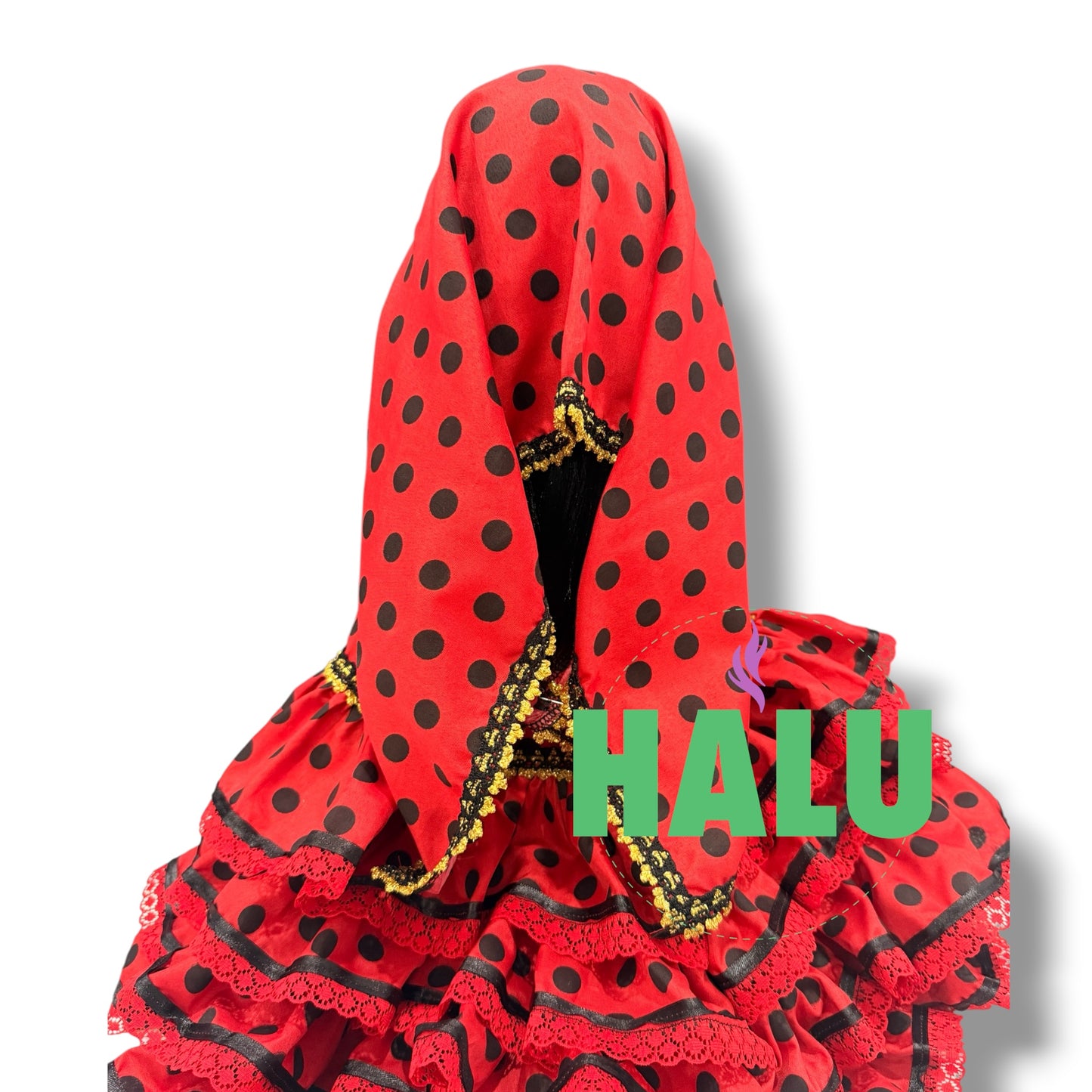 18” Muñeca Religiosa Gitana con Abanico/ Gypsy Religious Doll with Hand Fan