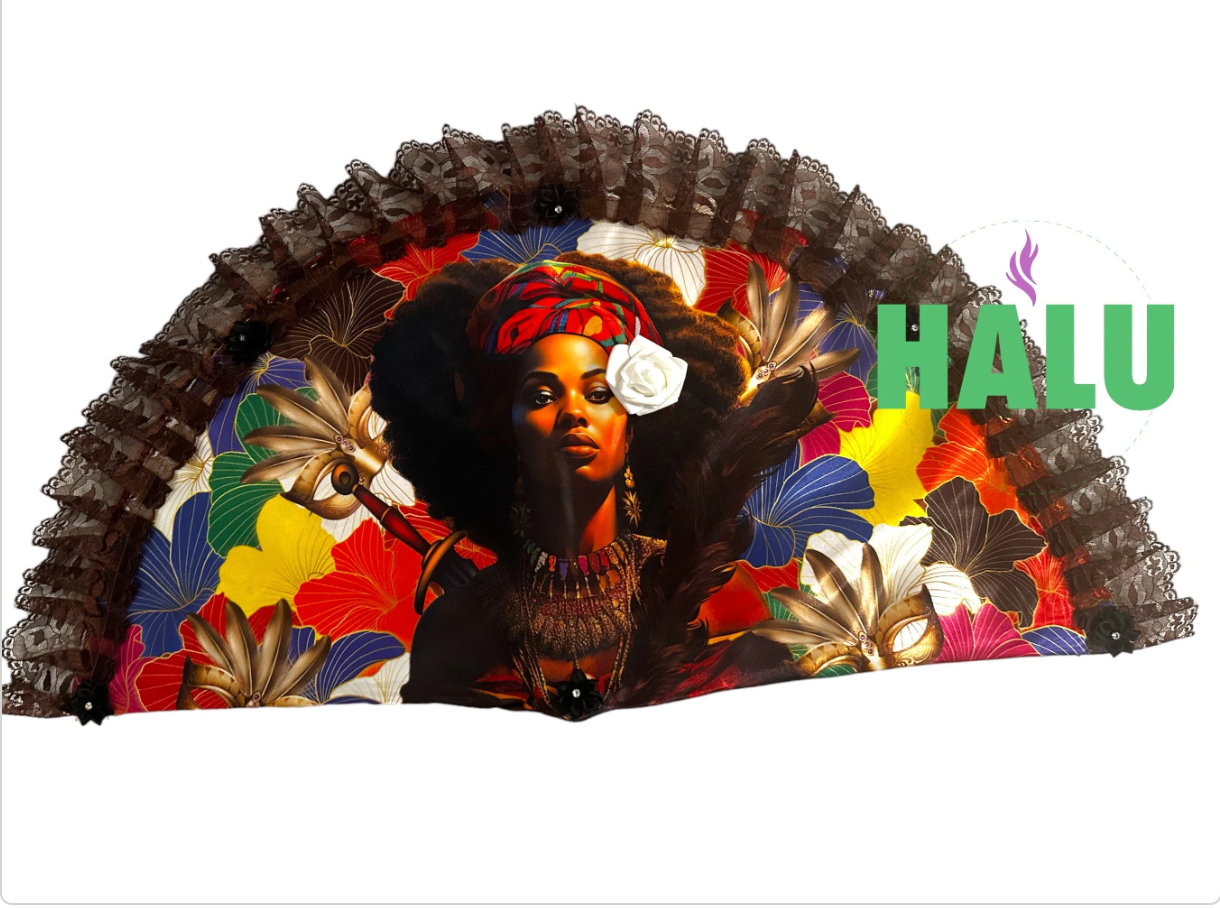 Abanico Oya Decorado/ Oya Hand Fan/ Santeria