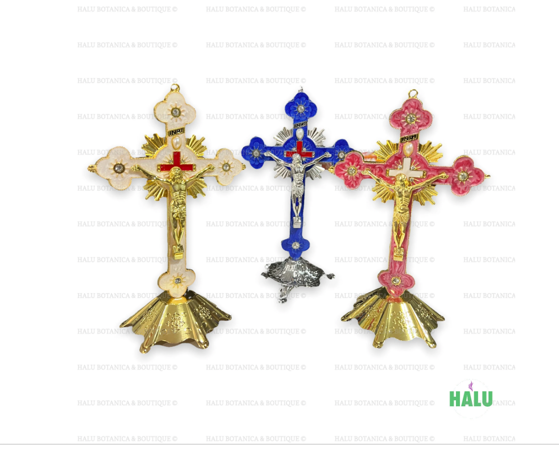 Crucifijo de Metal Bobeda Espiritual/ Metal Cross for Spiritual Altar Bobeda/ Santo Orisha