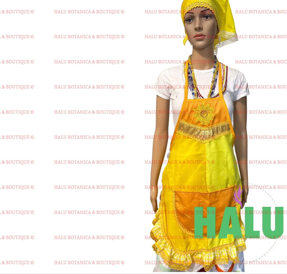 Set Delantal y Turbante Oshun/Set Apron and Hat for Oshun/Santeria