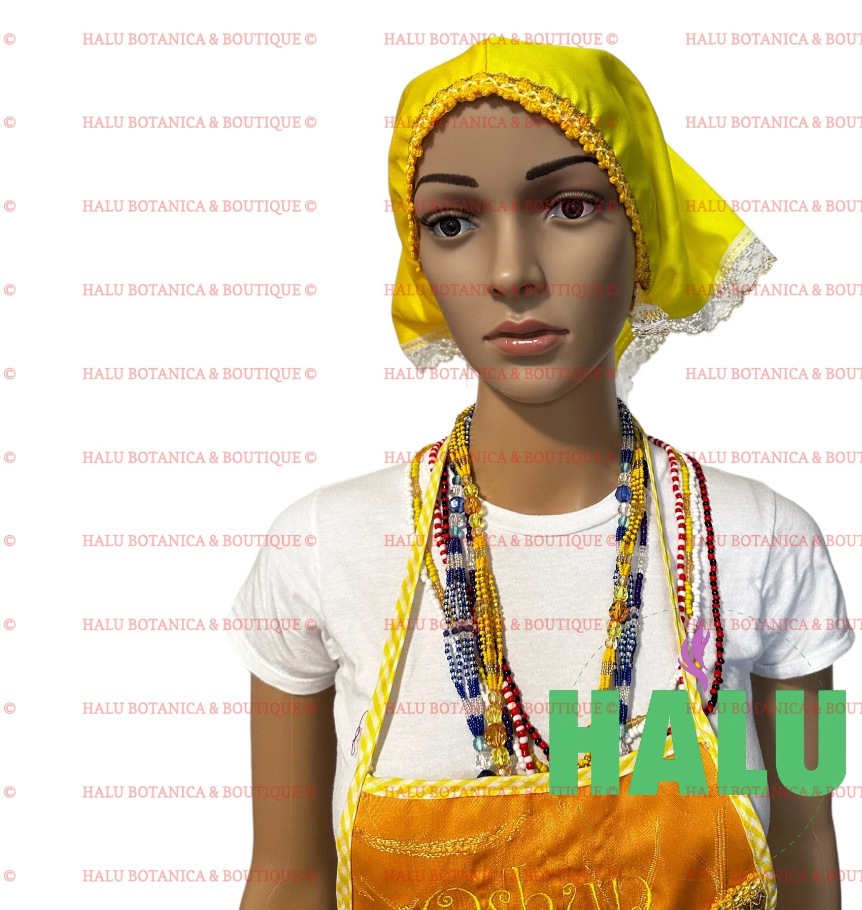 Set Delantal y Turbante Oshun/Set Apron and Hat for Oshun/Santeria