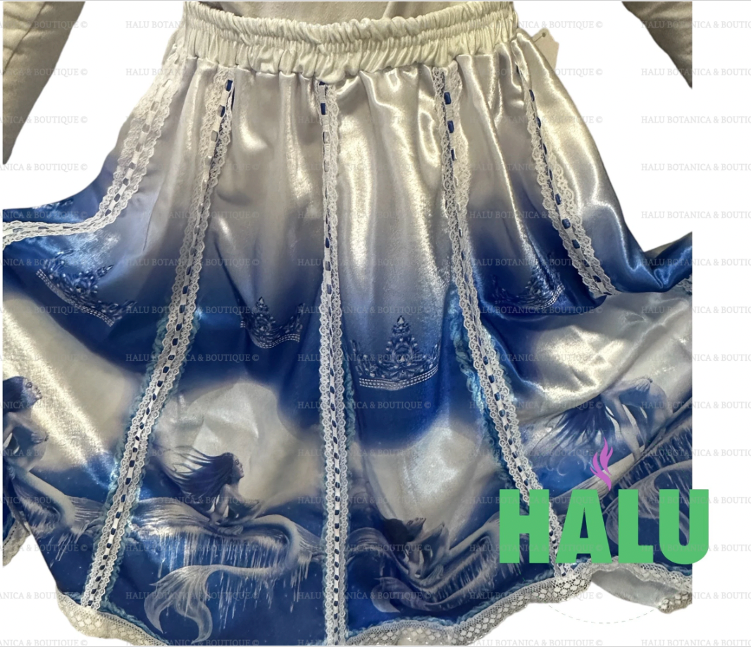 Saya estampada Yemaya/ Stamped Yemaya Skirt/ Beautiful Skirt for Santeria/ Yemaya