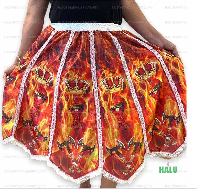 Saya estampada Shango/ Stamped Shango Skirt/ Beautiful Skirt for Santeria/ Shango