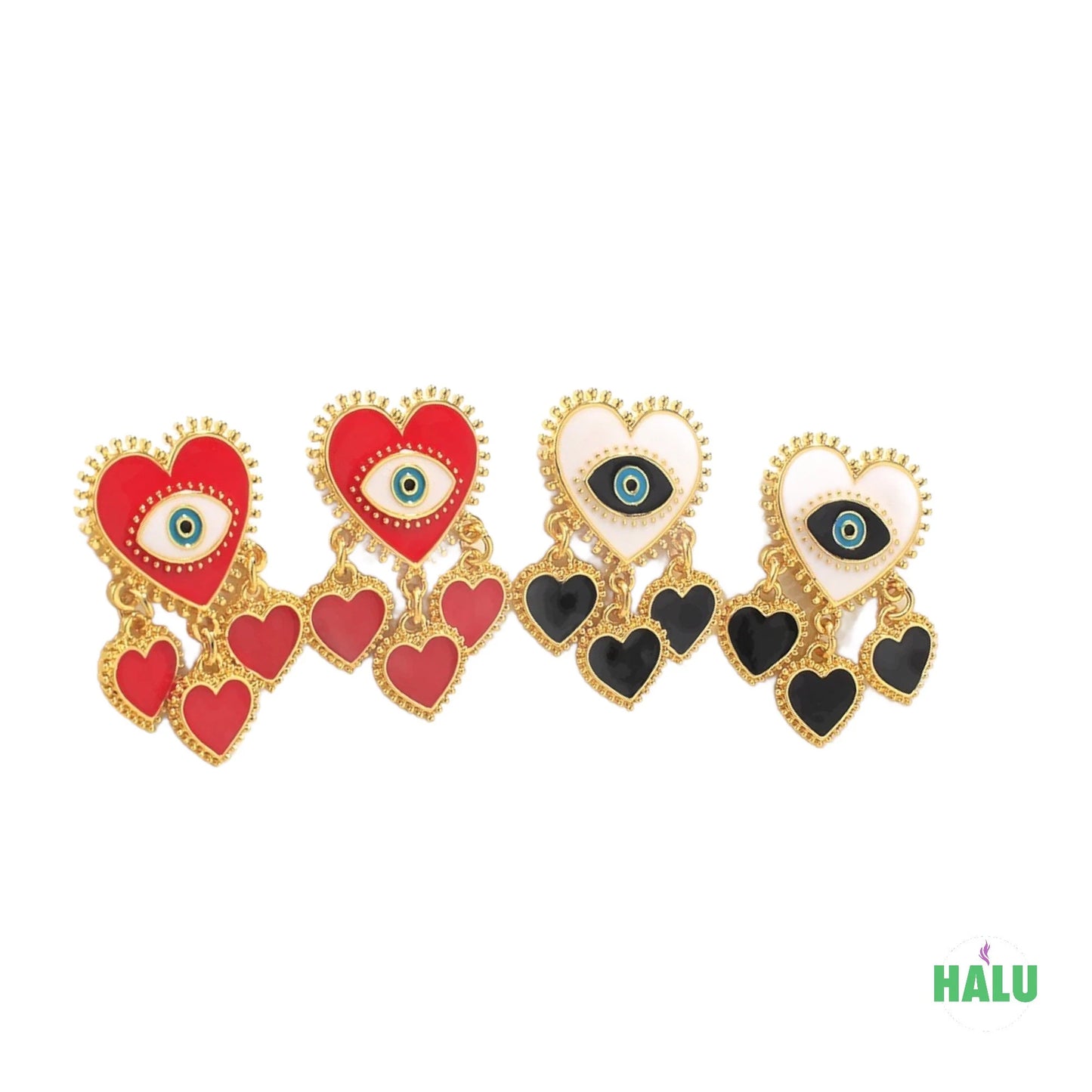 Evil Eye Heart Earrings