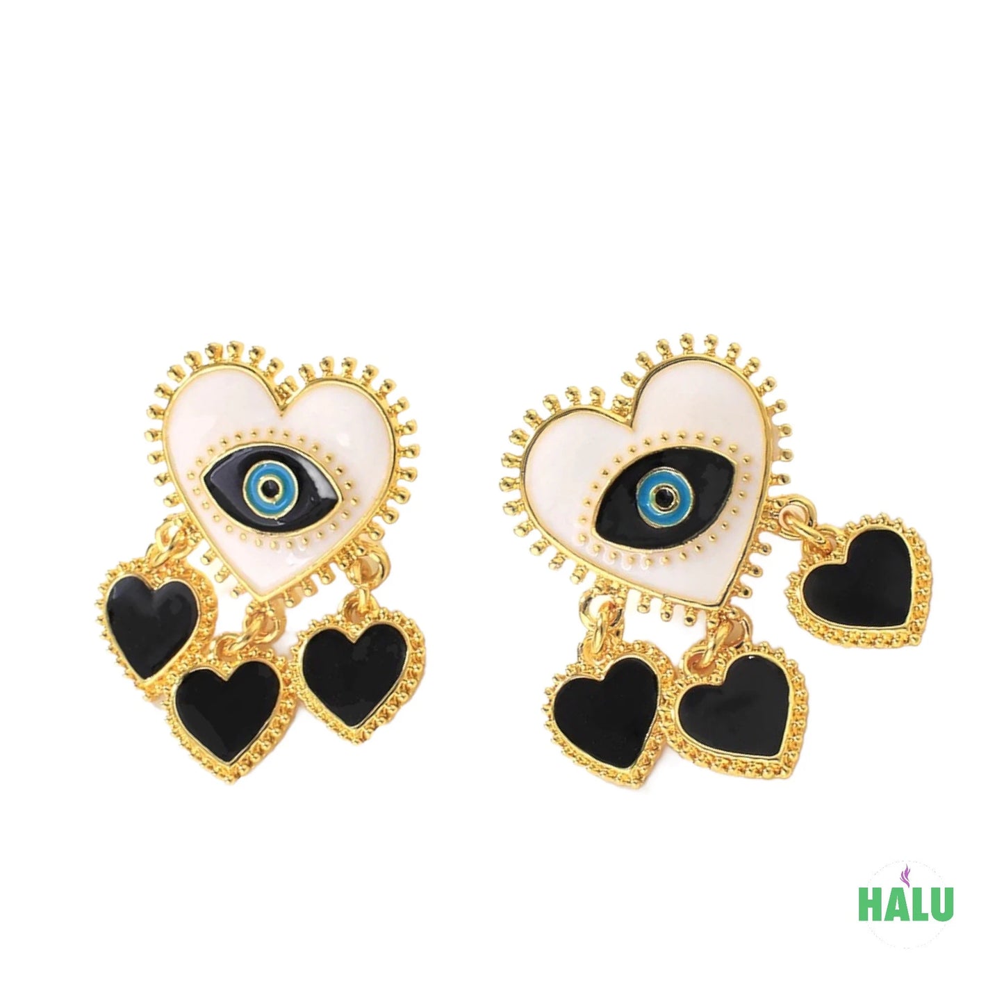 Evil Eye Heart Earrings