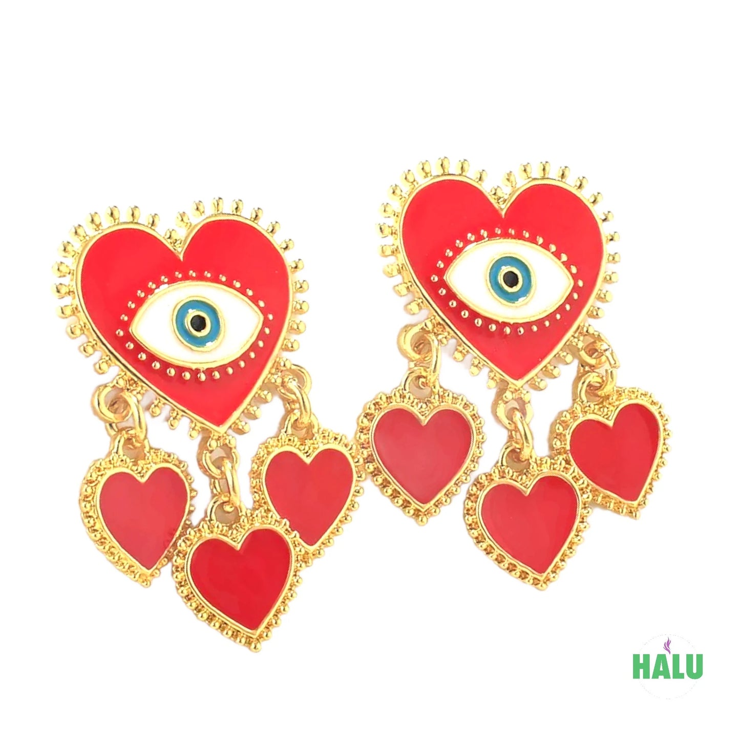 Evil Eye Heart Earrings