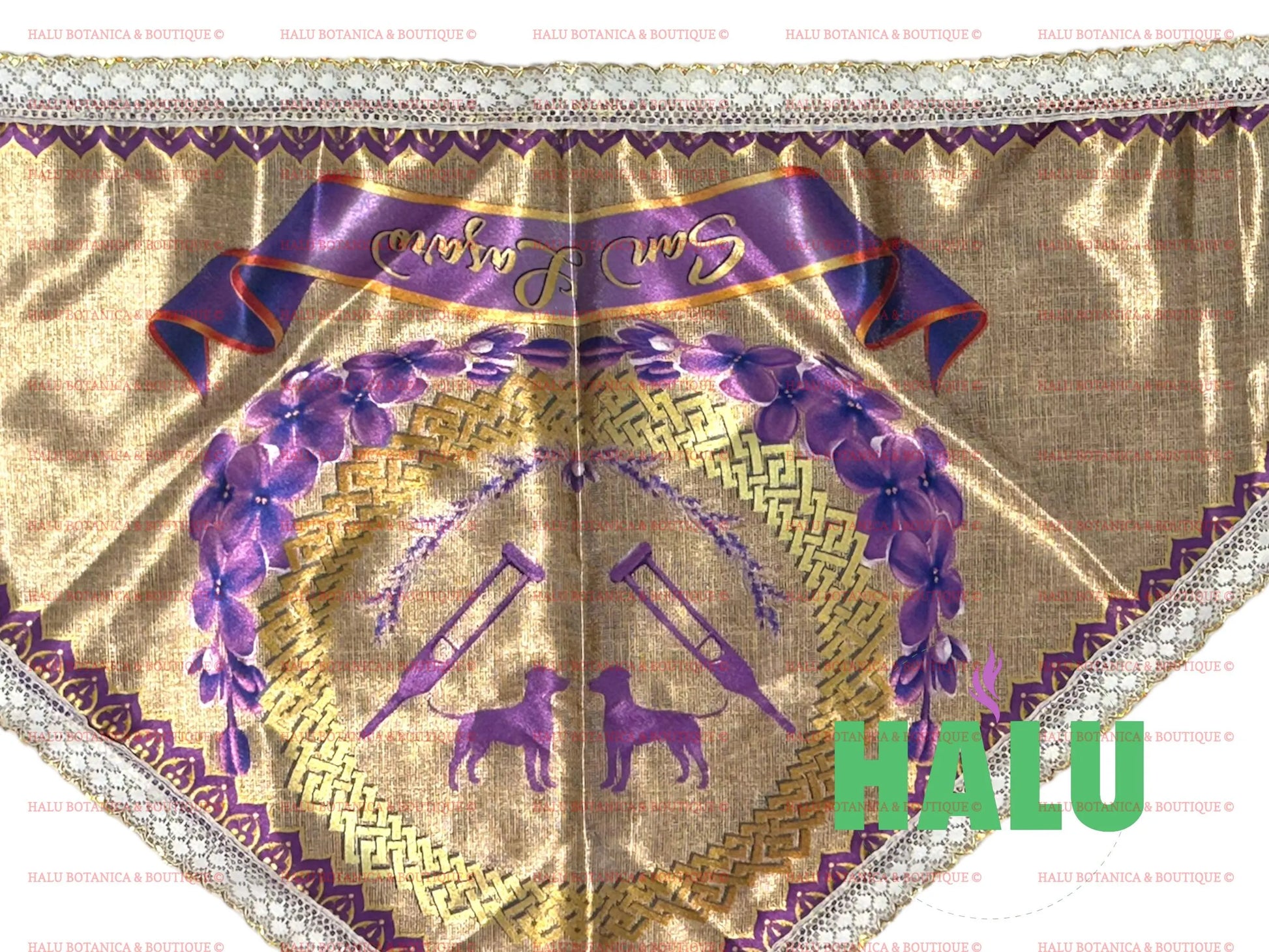 Quilla De San Lazaro en Satin/ Saint Lazarus Satin Bandana/ Santeria