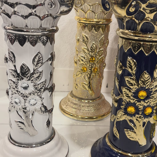 Pedestal Diseño de Flores/ Base De Porcelana Para Oshun