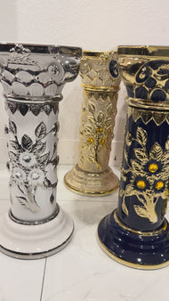 Pedestal Diseño de Flores/ Base De Porcelana Para Ochun Amarillo