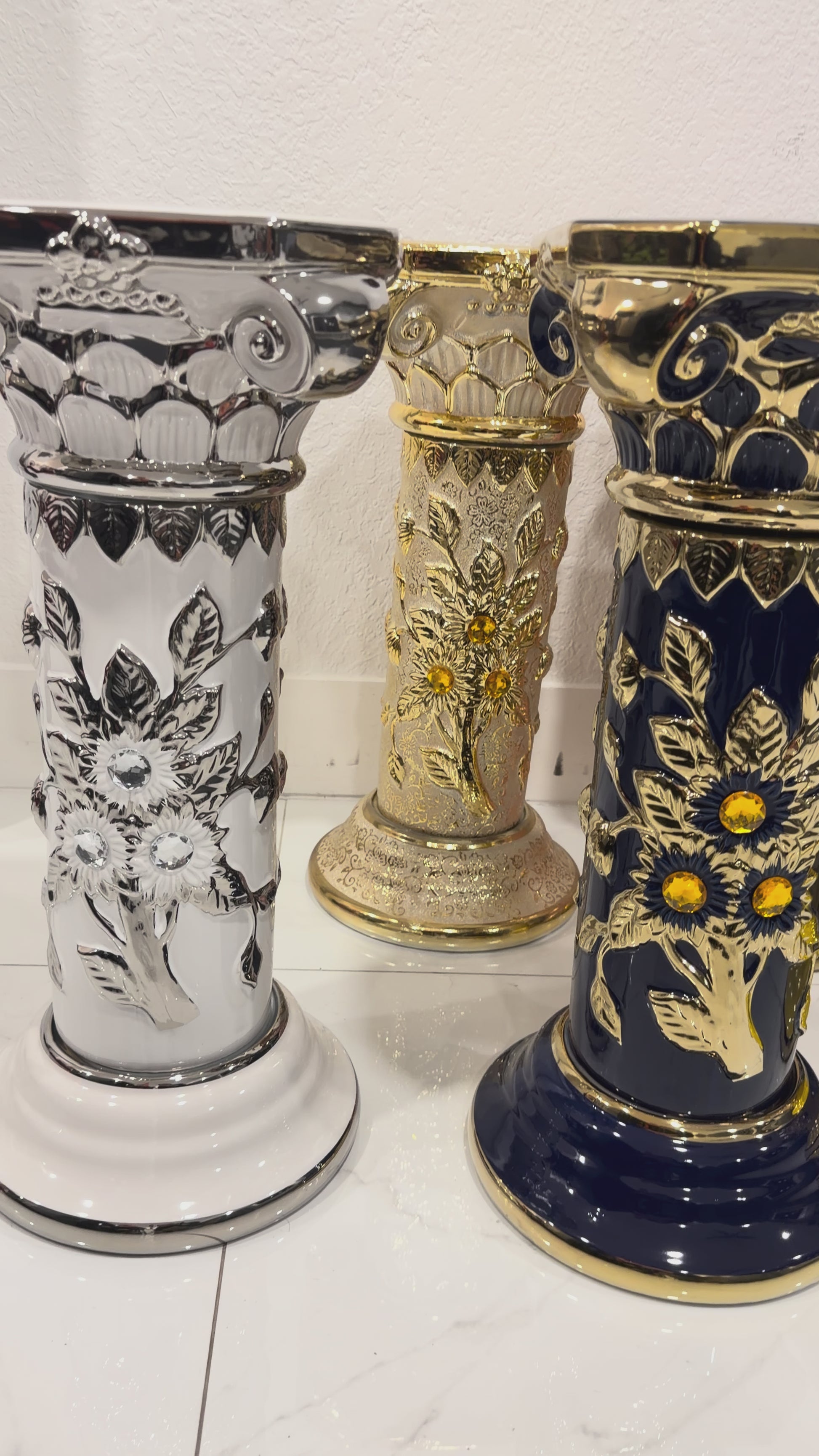 Pedestal Diseño de Flores/ Base De Porcelana Para Oshun