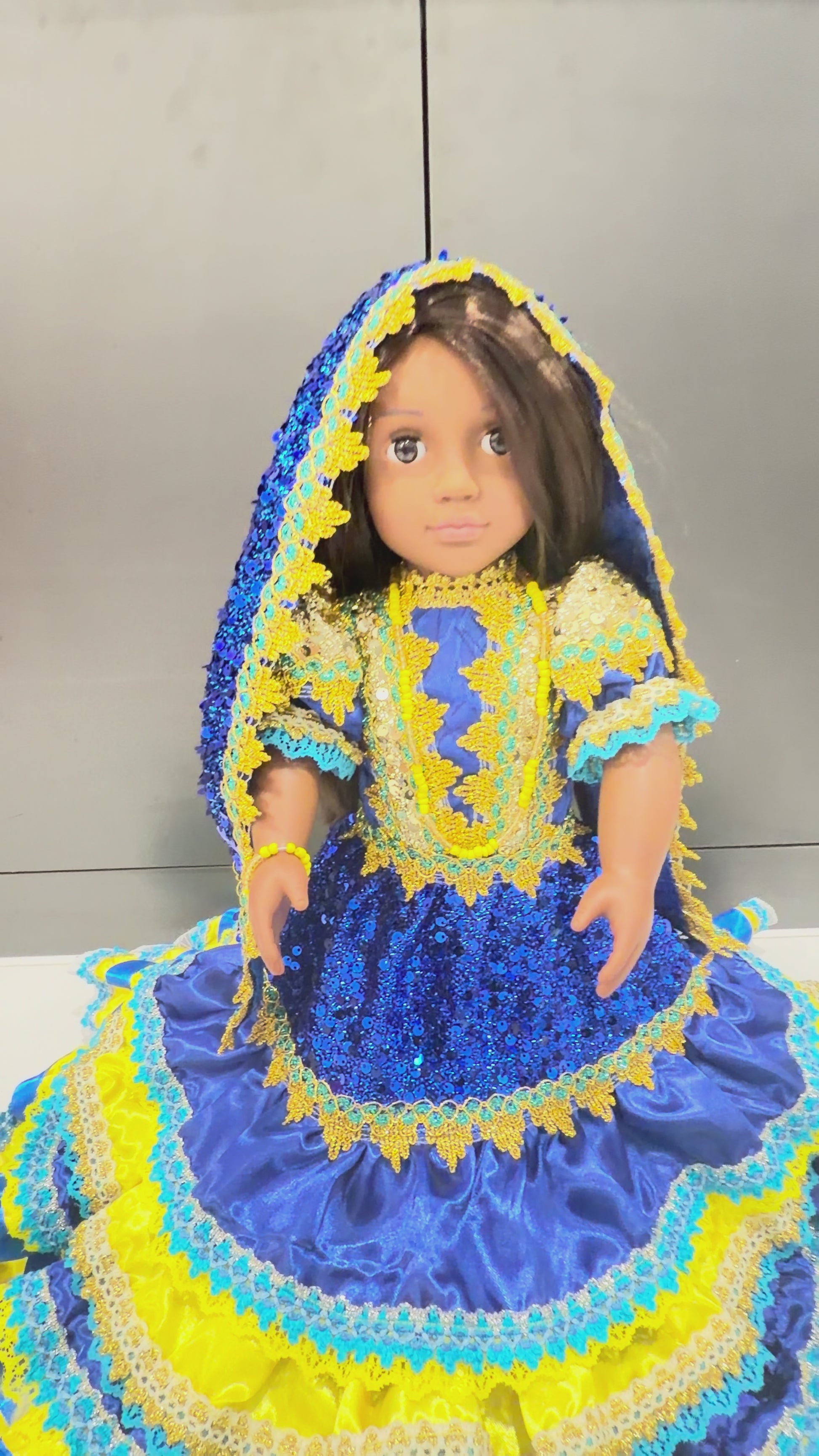 18" Muñeca Religiosa Elegante Dos Aguas/ Oshun Yemaya Doll for Santeria IFA