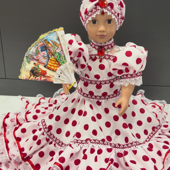 18” Muñeca Religiosa Gitana con Abanico/ Gypsy Religious Doll with Fan/ Santeria